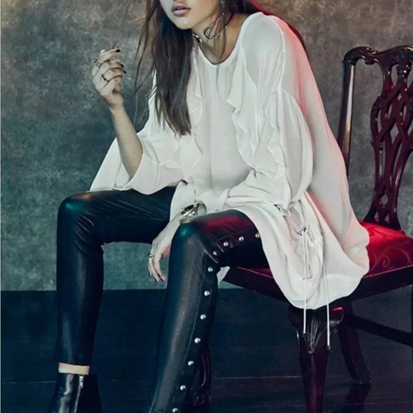 Rare IRO Birle ruffle black tunic blouse - Picture 1 of 15